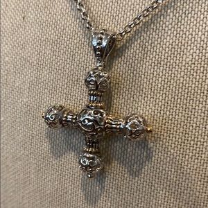 Silver colored tiered necklace and earrings